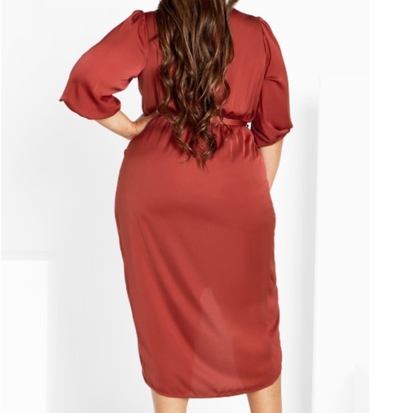 New CITY CHIC Opulent Toffee Elbow Sleeve Dress Size 14 - Picture 9 of 11